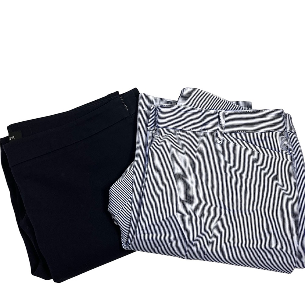 Lot of 2 Talbots Pants Blue Stripe and Navy Blue Size 16